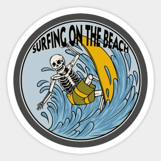 SURFING ON THE BEACH Sticker